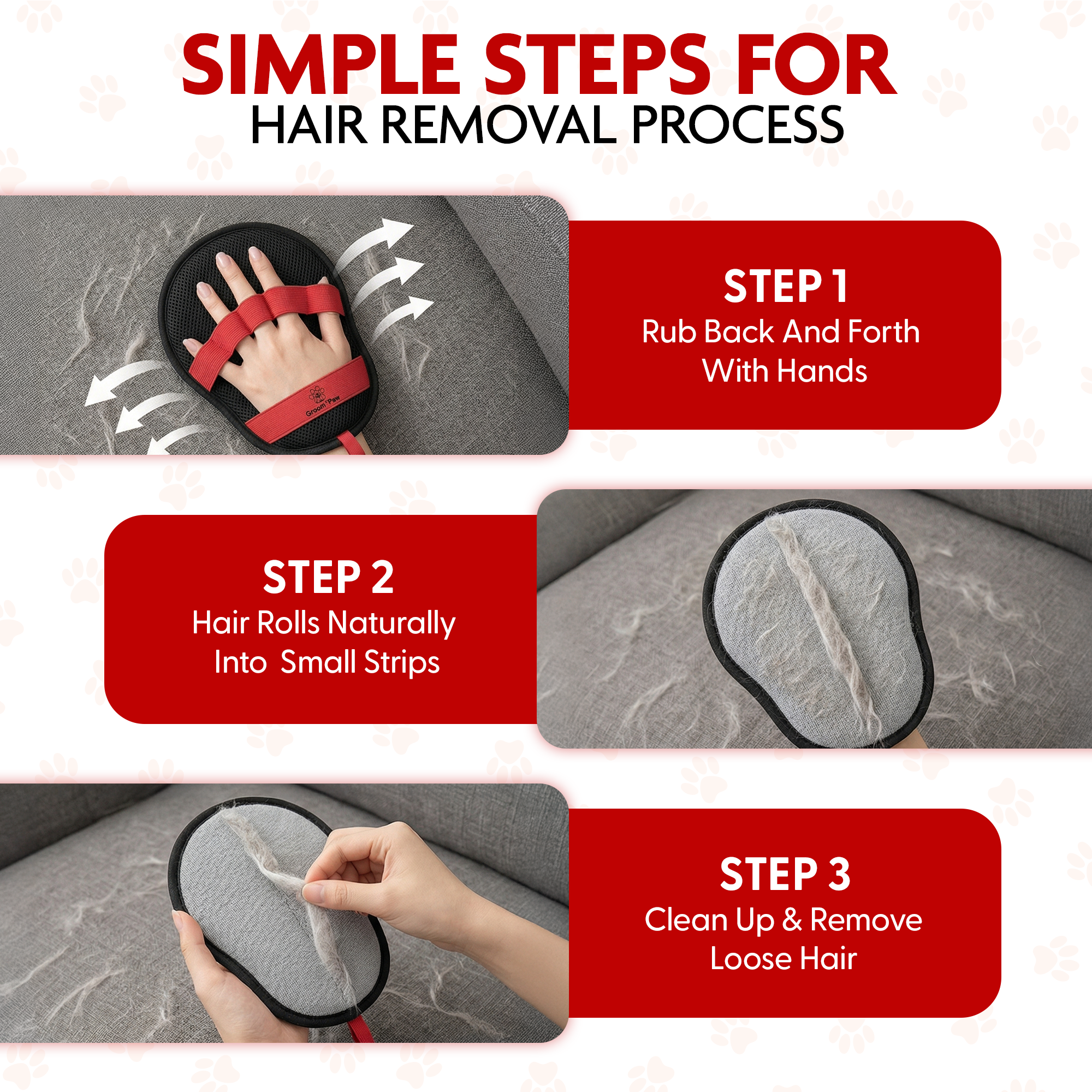 GroomiPaw Pet Hair Removal Glove for Cats & Dogs